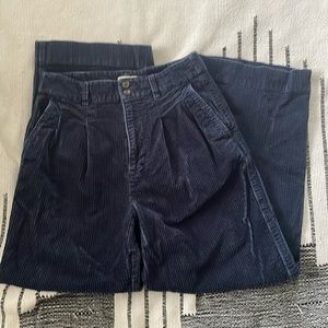 Madewell Pleated Wide-Leg Corduroy Midnight Blue